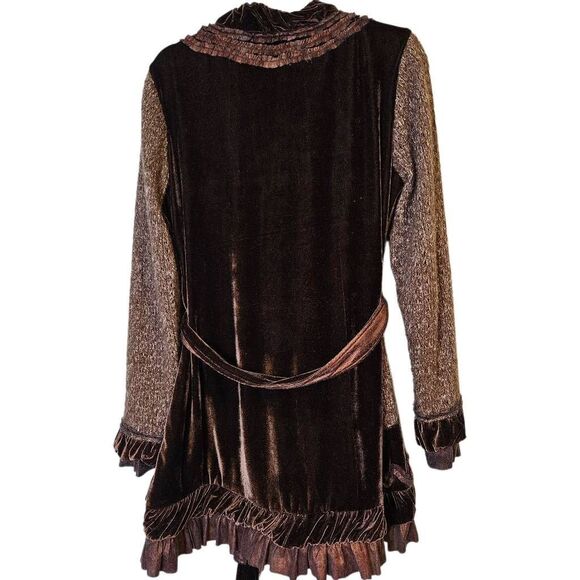 Aria A boho velour and knit cardigan,  brown. Size M. - Picture 3 of 4
